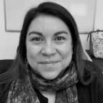 Black and white photo of Victoria Jimenez-Morales